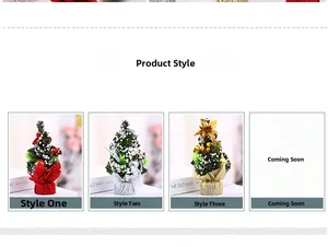Tre stili di mini alberi di Natale 20cm in rosso, argento e oro per decorazioni