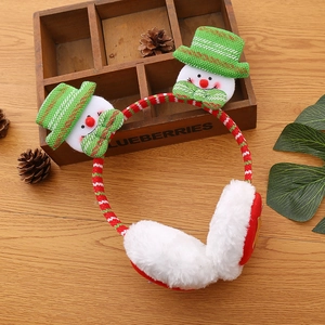Cache-oreilles de Noël festifs avec décorations de bonhomme de neige et fausse fourrure
