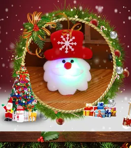 Macro detail of Santa Claus LED glowing brooch with plush velvet texture and festive decor