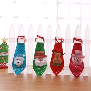 Set of four sequin Christmas ties featuring Santa, Reindeer, Snowman, and Polar Bear