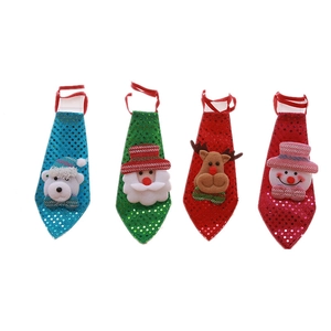 Set of 4 glittery Christmas ties with Santa, Reindeer, Snowman and Polar Bear figures