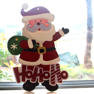 Decorazione natalizia Babbo Natale con sacco verde e scritte HO HO HO per le feste