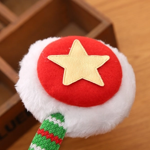 Cache-oreilles de Noël en peluche avec étoile dorée et fausse fourrure blanche pour hiver