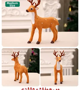 Medium size plush Christmas reindeer figurine with realistic spots and soft texture details