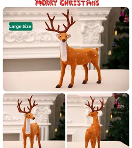 Plush Christmas reindeer decoration large size showing multiple angles in festive setting
