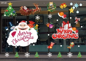 Stickers de Noël pour vitrine avec Père Noël, rennes et flocons de neige
