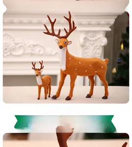 Detail view of plush reindeer figurines set with white spots and realistic brown antlers