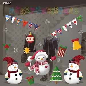 Détails d'autocollants de Noël avec bonshommes de neige et drapeaux internationaux
