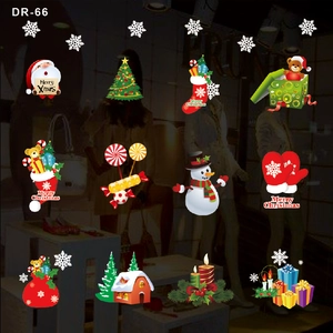 Détail des 12 autocollants de fenêtre de Noël avec le Père Noël et un bonhomme de neige