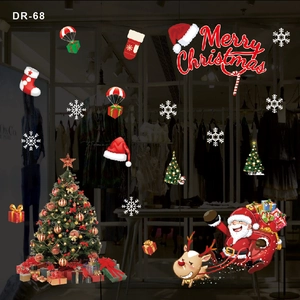 Détails de stickers de Noël électrostatiques avec le Père Noël et texte Merry Christmas