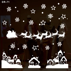 Autocollants de fenêtre de Noël blancs avec flocons de neige rennes et étoiles