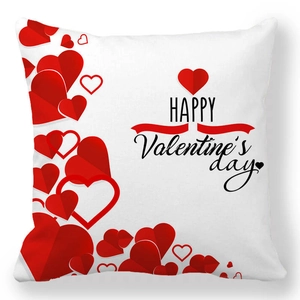 White Valentine's Day pillowcase with red hearts and HAPPY Valentine's Day text