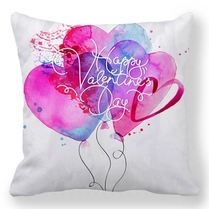 Détail de motifs de ballons cœurs aquarelle et texte Happy Valentine's Day sur la housse
