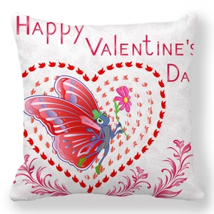 Housse de coussin carrée avec papillon et cœur pour la Saint-Valentin, décor romantique