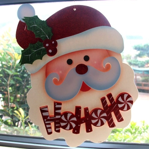 Adesivo per finestra Babbo Natale glitterato con testo HO HO HO per decoro natalizio