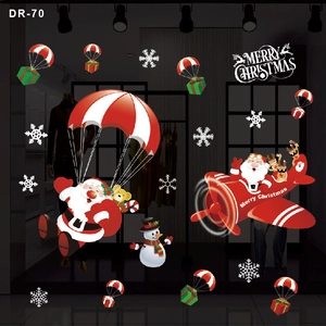 Autocollants de Noël colorés pour vitrine avec Père Noël, bonhomme de neige et flocons