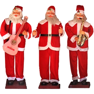 Electric Singing Dancing Standing Santa Claus Figure Classic Red Fabric Christmas Decoration For Indoor Mall Hotel Party Display