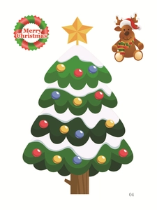 Cartoon Christmas tree and reindeer PVC static window stickers for holiday window decor