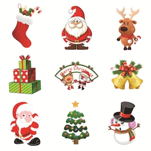 Christmas window static stickers featuring Santa Claus, Reindeer and Xmas tree set