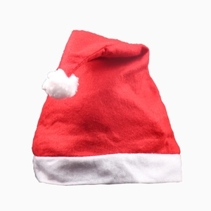 Classic red and white plush Santa Claus hat for festive Christmas holiday costume parties