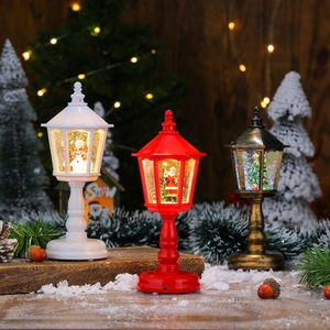 LED Christmas Lantern Water Filled Snow Globe Light Decorative Santa Snowman Tree Holiday Home Ornament USB Battery Powered