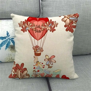 Texture détaillée de la taie d'oreiller de Saint-Valentin avec montgolfière cœur