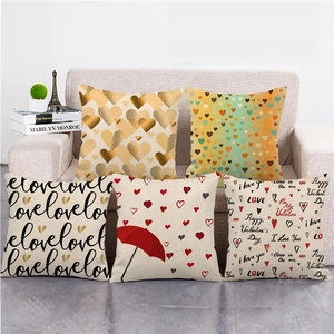 Federa per Cuscino in Lino San Valentino Romantica Cuore Amore Scritta Stampa Copricuscino per Divano Soggiorno Casa Arredamento Regalo