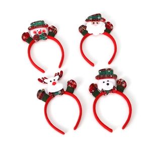 Set of 4 Christmas headbands with Santa Claus, Snowman and Reindeer for holiday parties