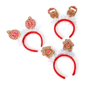 Lot de 3 serre-têtes de Noël avec Père Noël et maison en pain d'épices à paillettes
