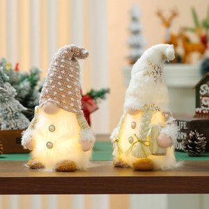 Lighted Christmas gnomes plush set with warm LED lights and knitted festive details