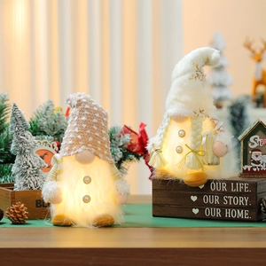 Luminous Christmas plush gnomes with warm LED lights and cozy knitted snowflake hats