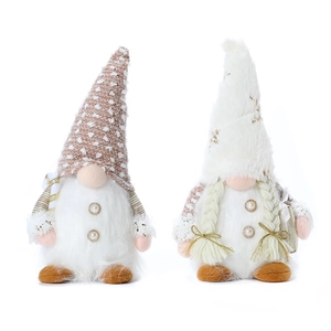Plush Christmas gnomes with glowing lights and knitted hats for festive holiday decor