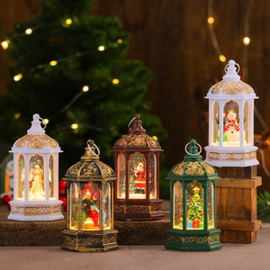 Luminous Christmas lantern collection with snow swirling effect and warm light