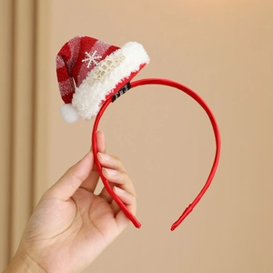 Lot de 2 serre-têtes de Noël avec petit chapeau rouge à paillettes et motif flocon