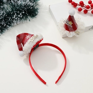 Détails du set de serre-tête et pince de Noël avec paillettes rouges et bordure en tulle