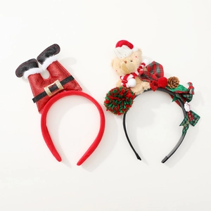 Lot de serre-têtes de Noël avec ours en peluche, pomme de pin et jambes de Père Noël