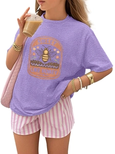 Detail of vintage bee print and 'Sweet Like Honey' text on a toddler cotton t-shirt