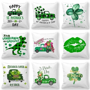 Fodera per Cuscino Giorno di San Patrizio Trifoglio Verde Gnomo Camion Decorativo in Lino Copricuscino per Divano Casa Decor