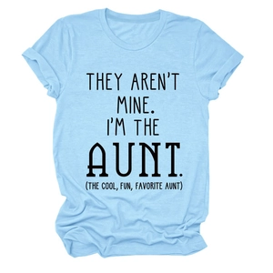 Casual light blue cotton crewneck T-shirt with humorous black printed typography
