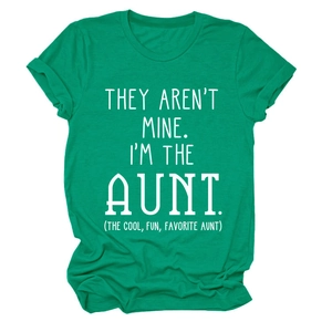 Detailed flat lay of green cotton crew neck t-shirt with white slogan print text