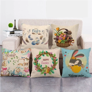 Federa in Lino con Coniglietto di Pasqua Copricuscino Decorativo Stagionale per Divano Soggiorno Decorazione Casa Regalo