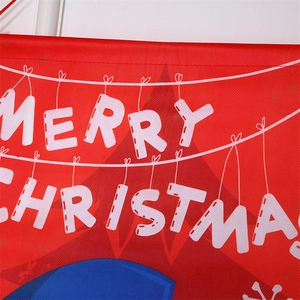 Détail de la bannière de Noël rouge avec texture de tissu et texte Merry Christmas