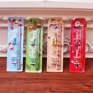 Detailed close-up of 5-piece Christmas stationery set featuring Santa and reindeer designs