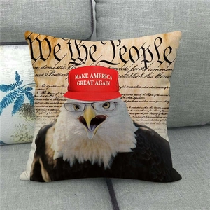 Detail der Leinenkissenhülle mit Weißkopfseeadler mit Kappe und Text der US-Verfassung