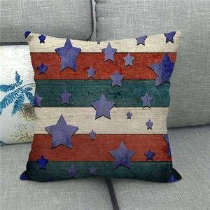 Detailed texture of stars and stripes pattern on linen pillow cover for home decor