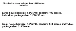 Detailed size chart for LED Christmas house ornaments with LR41 battery specifications