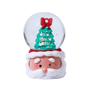 Boule à neige de Noël lumineuse avec socle Père Noël et sapin de Noël décoré à l'intérieur