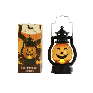 Lanterne citrouille LED d'Halloween avec poignée métallique et boîte cadeau décorative