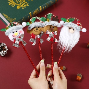 Weihnachts Kugelschreiber Mit Cartoon Plüschpuppenkopf Und Glocke Festliche Feiertags Schreibwaren Neuheit Studentenpreis Bürobedarf