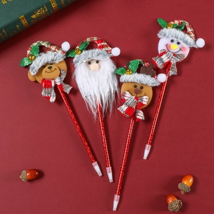 Weihnachts-Kugelschreiber-Set mit Weihnachtsmann, Rentier und Schneemann mit Glocken